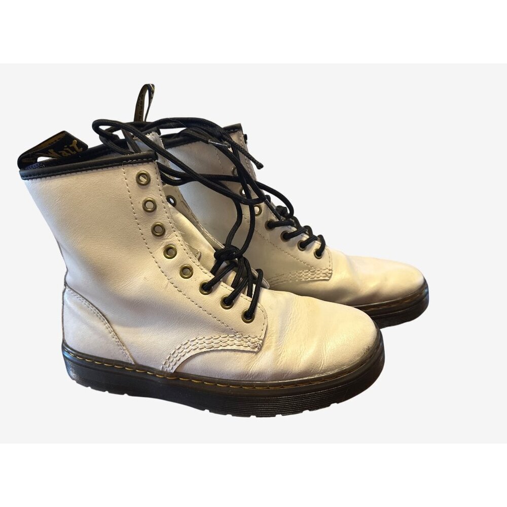 Dr. Martens Zavala White Leather Boots Size 7 US Womens With Air-Cushioned Soles - Picture 3 of 6
